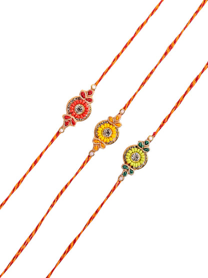 Artisanal Kundan and Beads crafted Rakhi Set of Three - Only Rakhi (PST2354_3)