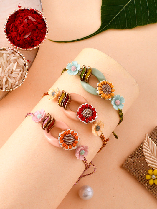 Exclusively Crafted Pastel Rakhi Set of Three - Only Rakhi (PST2360_3)