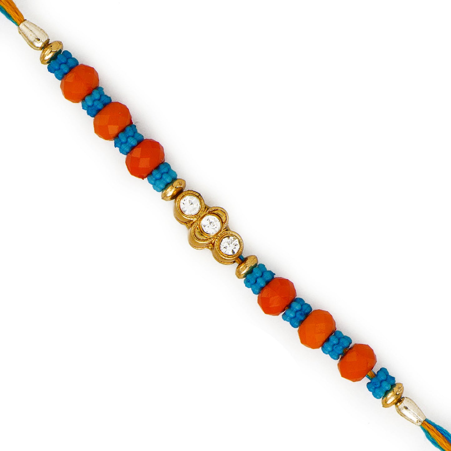 Aapno Rajasthan Blue & Orange Beads AD studded Rakhi - Default Title (RB17622)