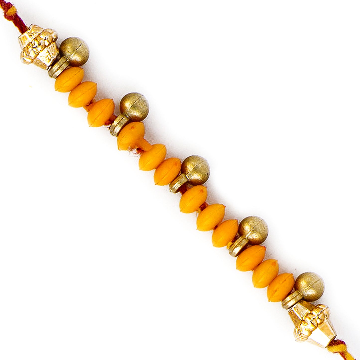 Aapno Rajasthan Yellow Beads Rakhi with Sweet Little Bells - Default Title (RB17631)