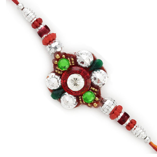 Aapno Rajasthan Multicolor Crsytal Stone Studded Stylish Rakhi - Default Title (RB17637)