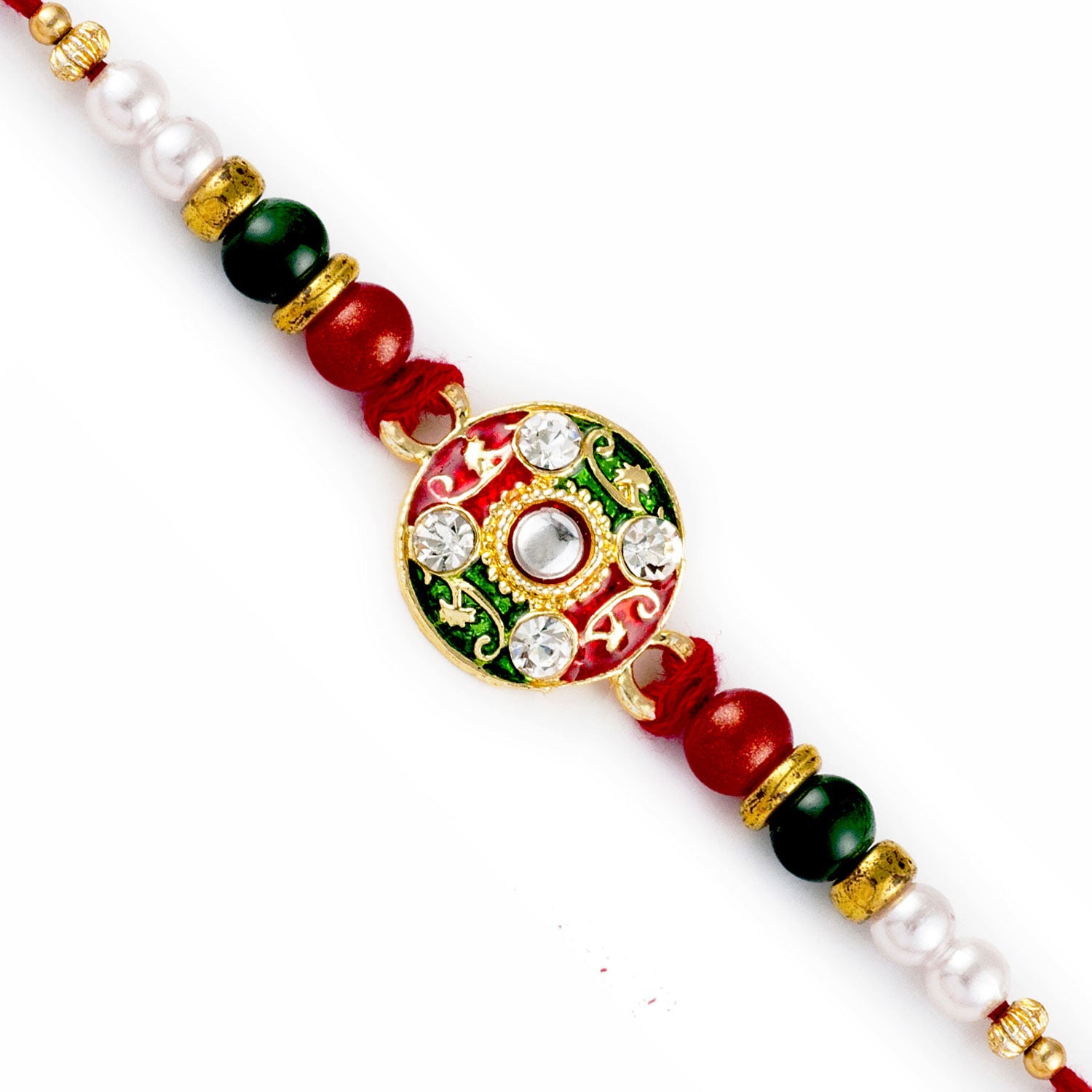 Aapno Rajasthan Multicolor Beads Embellished Meenakari Rakhi - Default Title (RB17657)