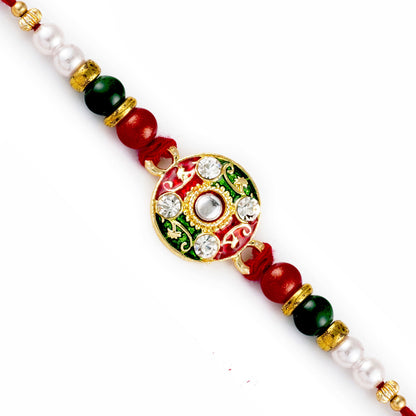 Aapno Rajasthan Multicolor Beads Embellished Meenakari Rakhi - Default Title (RB17657)