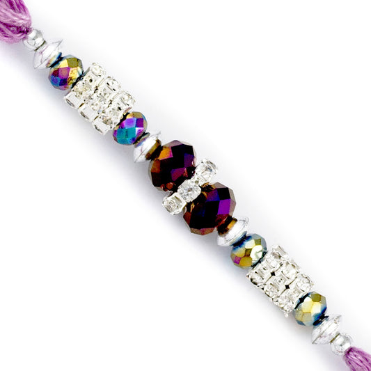 Aapno Rajasthan AD & Purple Crystal Beads Embellished Fancy Rakhi - Default Title (RB17667)