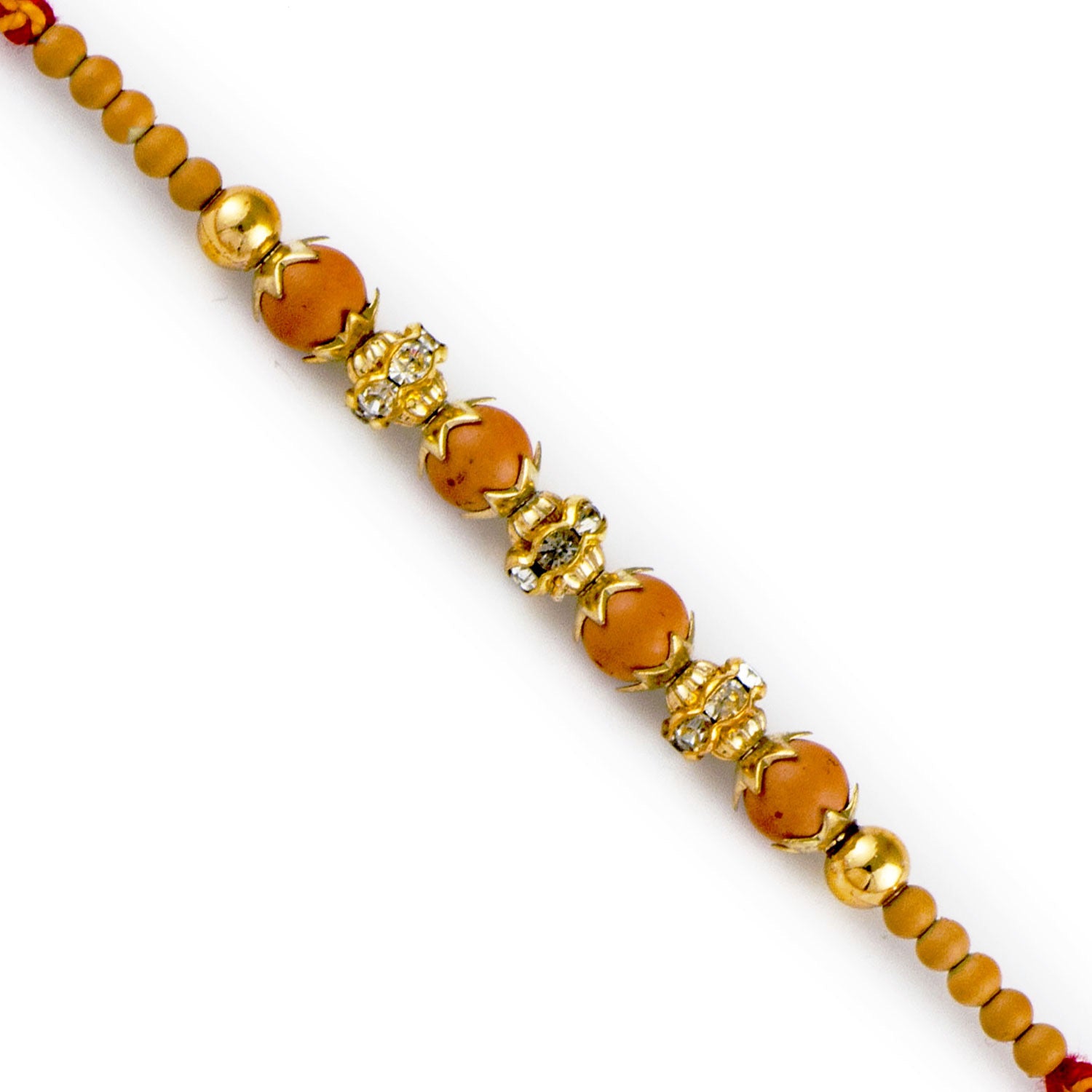 Aapno Rajasthan Beautiful Beige Shade Beads Embellished Rakhi - Default Title (RB17668)