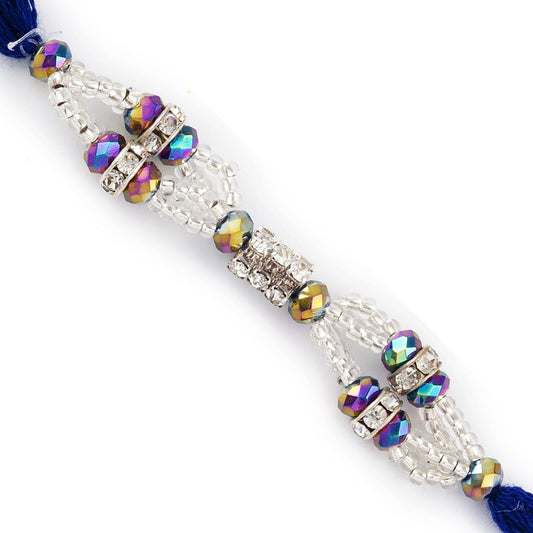 Aapno Rajasthan Crystal Clear Beads Embellished Rakhi - Default Title (RB17680)