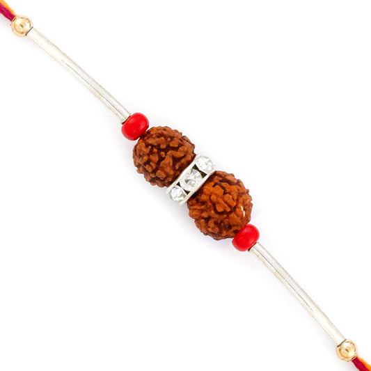 Aapno Rajasthan Charming Dual Rudraksh Rakhi with Silver String - Default Title (RD17412)