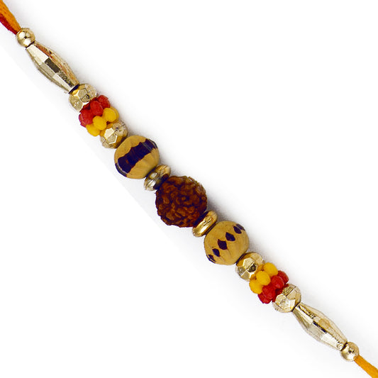 Aapno Rajasthan Yellow & Red Beads Rudraksh Rakhi - Default Title (RD17422)