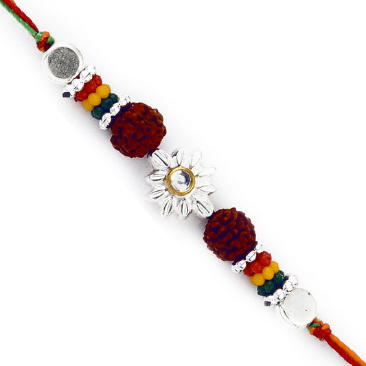 Aapno Rajasthan Multicolor Beads Rudraksh Floral Shape Rakhi - Default Title (RD17424)