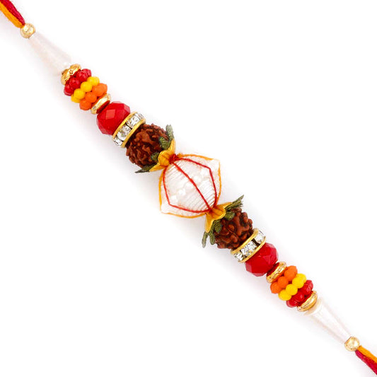 Aapno Rajasthan Elegant Rudraksh Rakhi with Multicolor Beads - Default Title (RD17425)