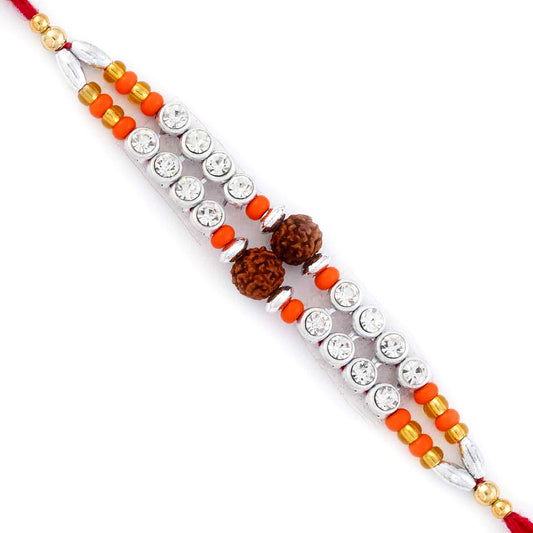 Aapno Rajasthan Elegant Stone Studded Rudraksh Rakhi - Default Title (RD17433)