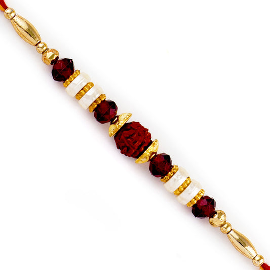 Aapno Rajasthan Spherical Beads Studded Rudraksh Rakhi - Default Title (RD17477)