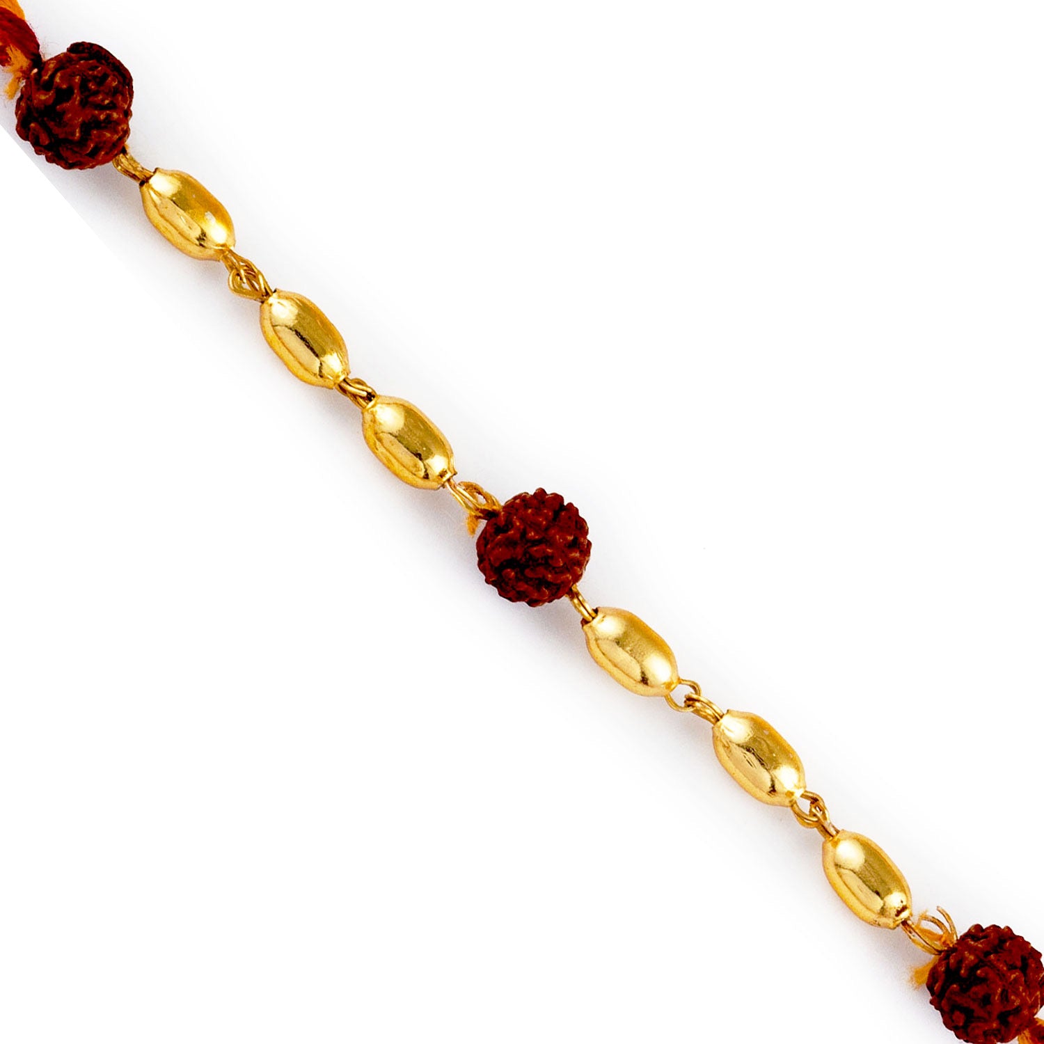 Aapno Rajasthan Golden Chain Style Tri Rudraksh Rakhi - Default Title (RD17479)