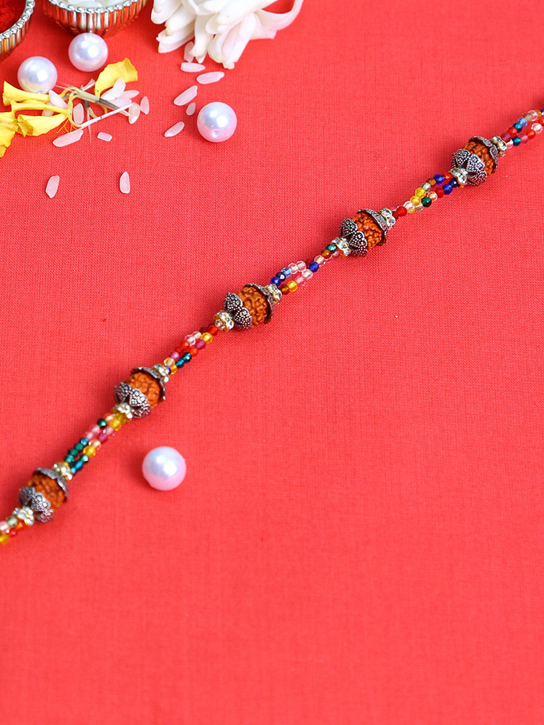Rudraksh and Multicoloured Beads Rakhi - Only Rakhi (RD22203)