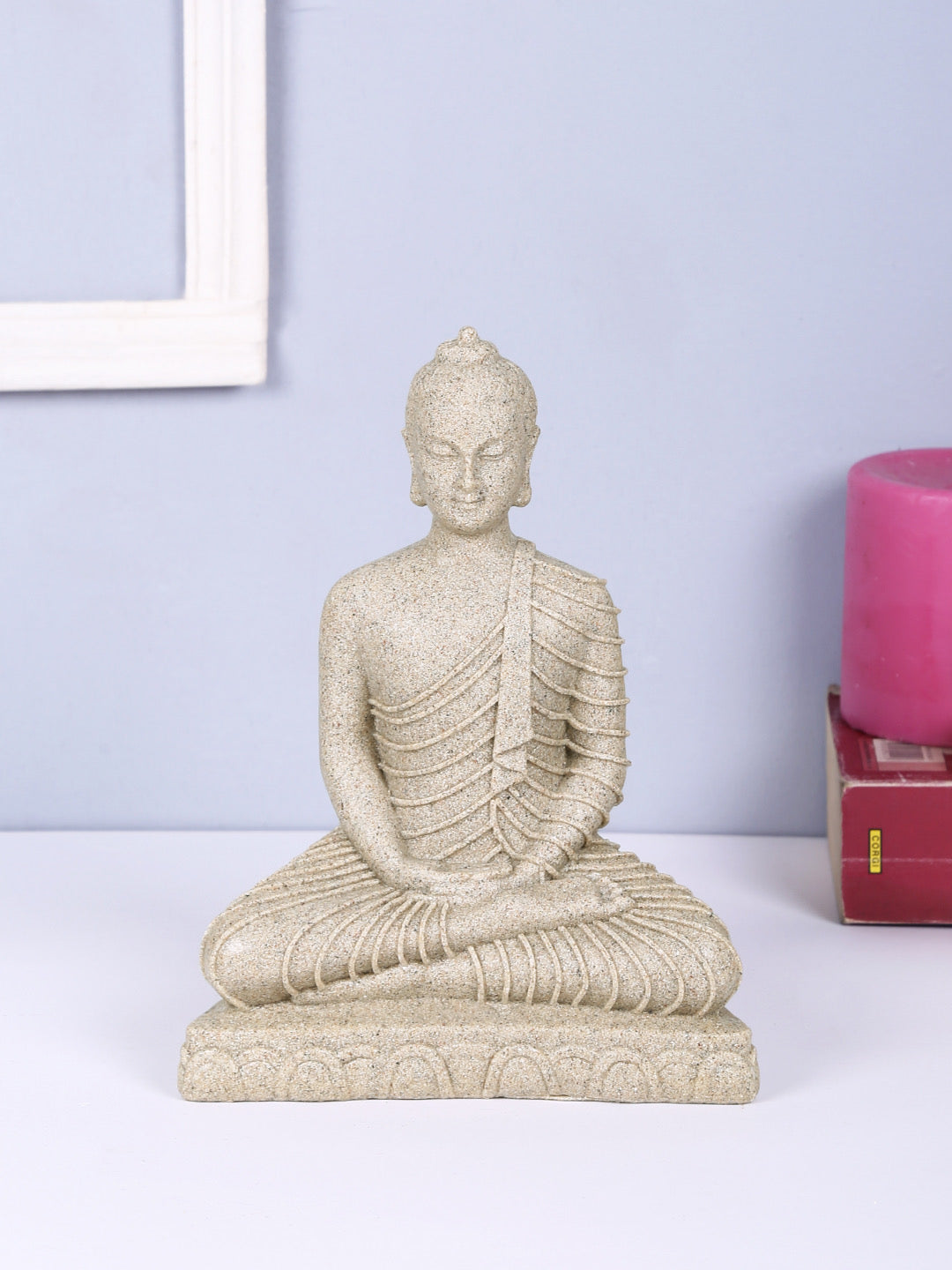 Meditating and Tranquil Sand Stone Buddha Statue - Default Title (REF19661)