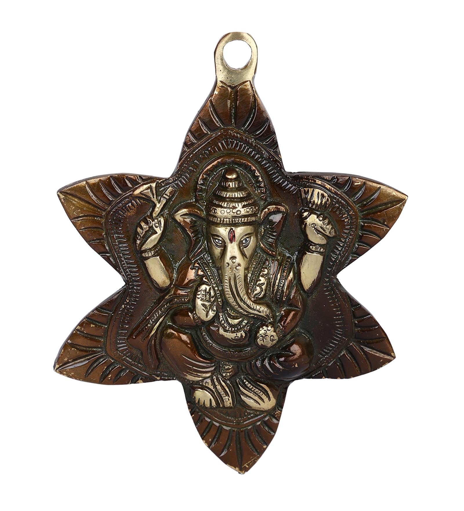 Lord Ganesha in a Flower Wall Hanging - Default Title (REFM21109)