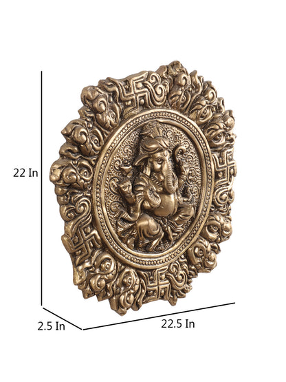 Ethnic Wall Hanging of Lord Ganesha in Brass - Default Title (REFM2156)