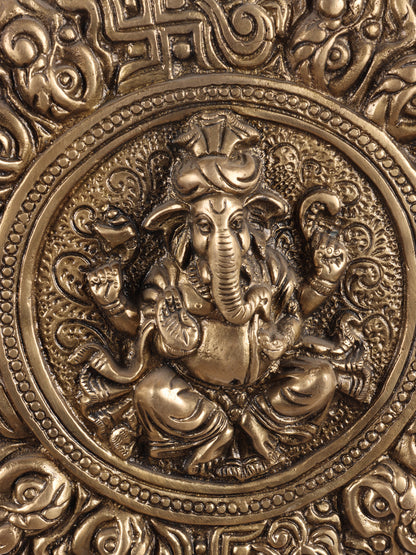Ethnic Wall Hanging of Lord Ganesha in Brass - Default Title (REFM2156)