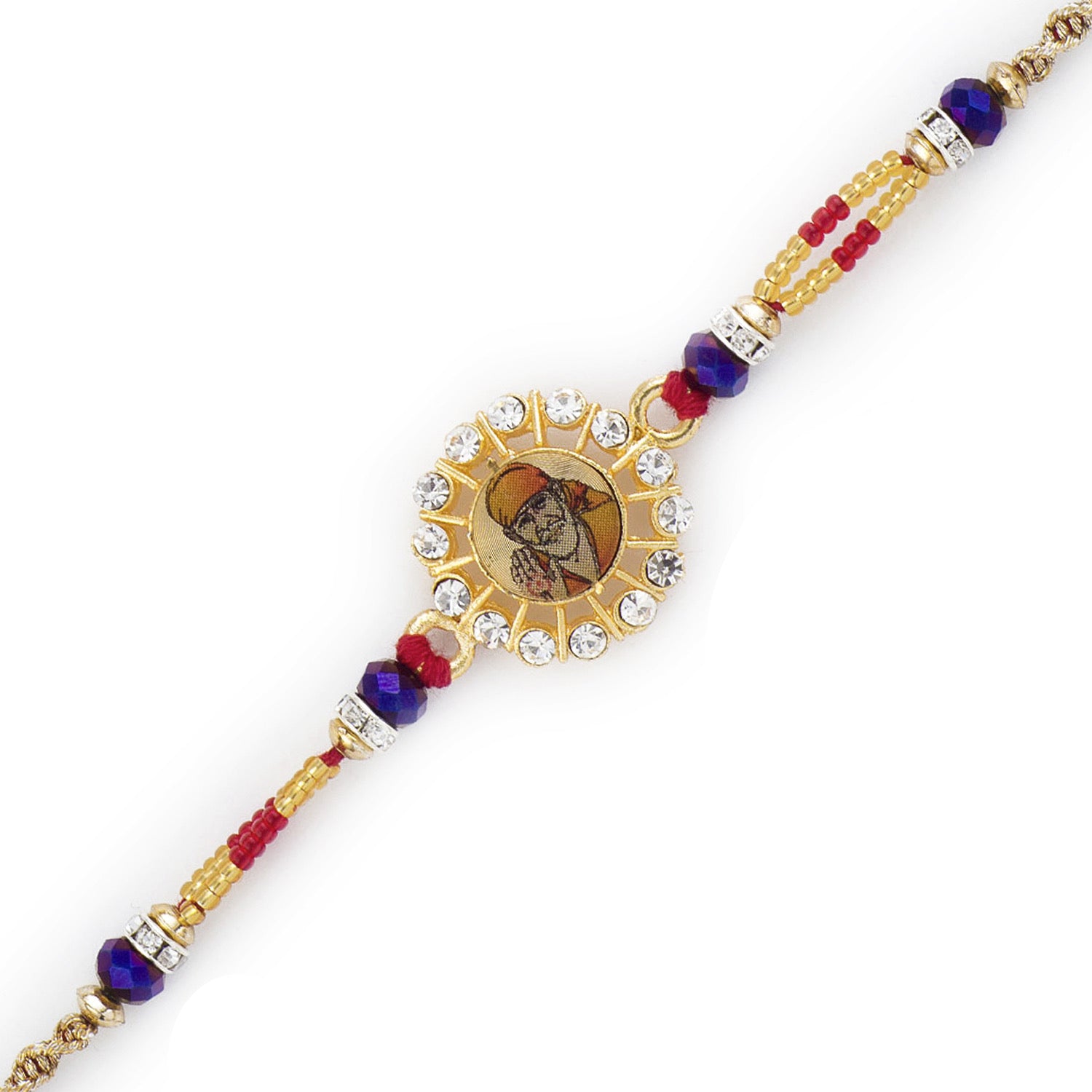 Multicolor Beads Sai Ram Motif Rakhi - Default Title (RJ17212)