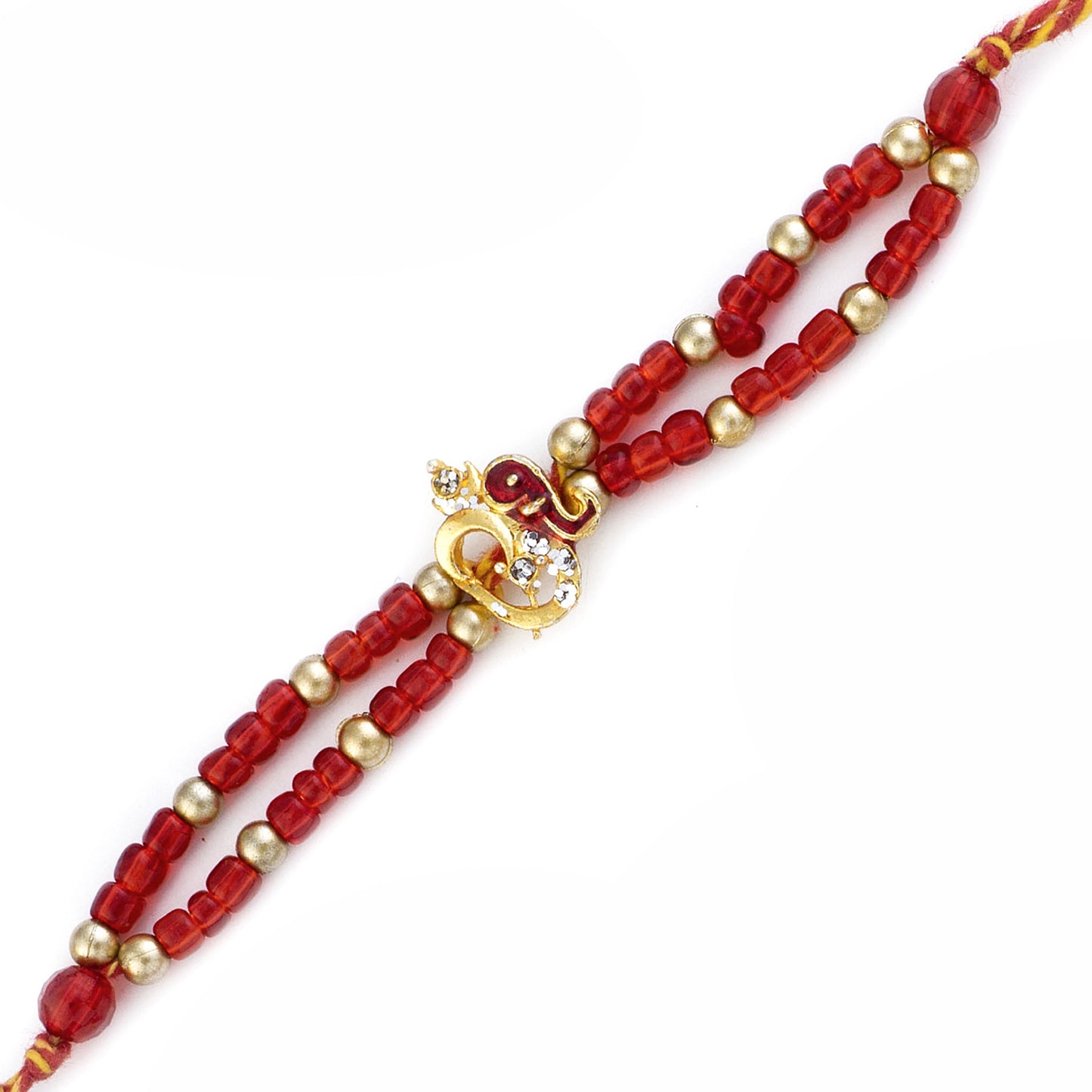 Red & Golden Beads OM Rakhi - Default Title (RJ17213)