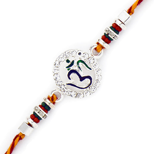 Aapno Rajasthan Silver Finish OM Motif Rakhi - Default Title (RJ17214)