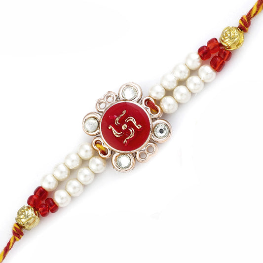 Aapno Rajasthan White & Red Swastik Rakhi - Default Title (RJ17215)