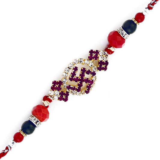 Aapno Rajasthan Multicolor Beads Swastik Motif Rakhi - Default Title (RJ17220)