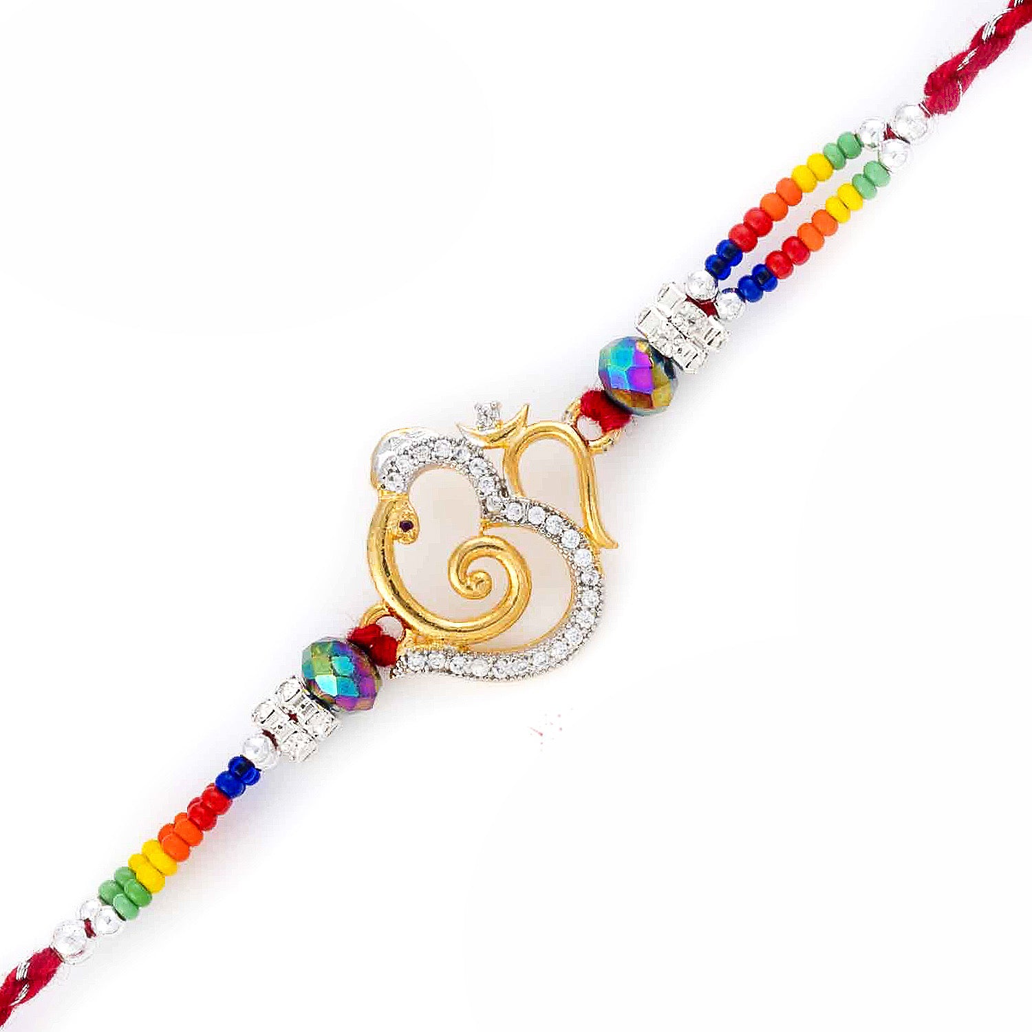 Multicolor Beads Amazing Ganesh & OM Motif Rakhi - Default Title (RJ17247)
