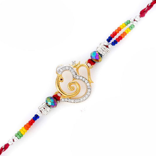 Multicolor Beads Amazing Ganesh & OM Motif Rakhi - Default Title (RJ17247)