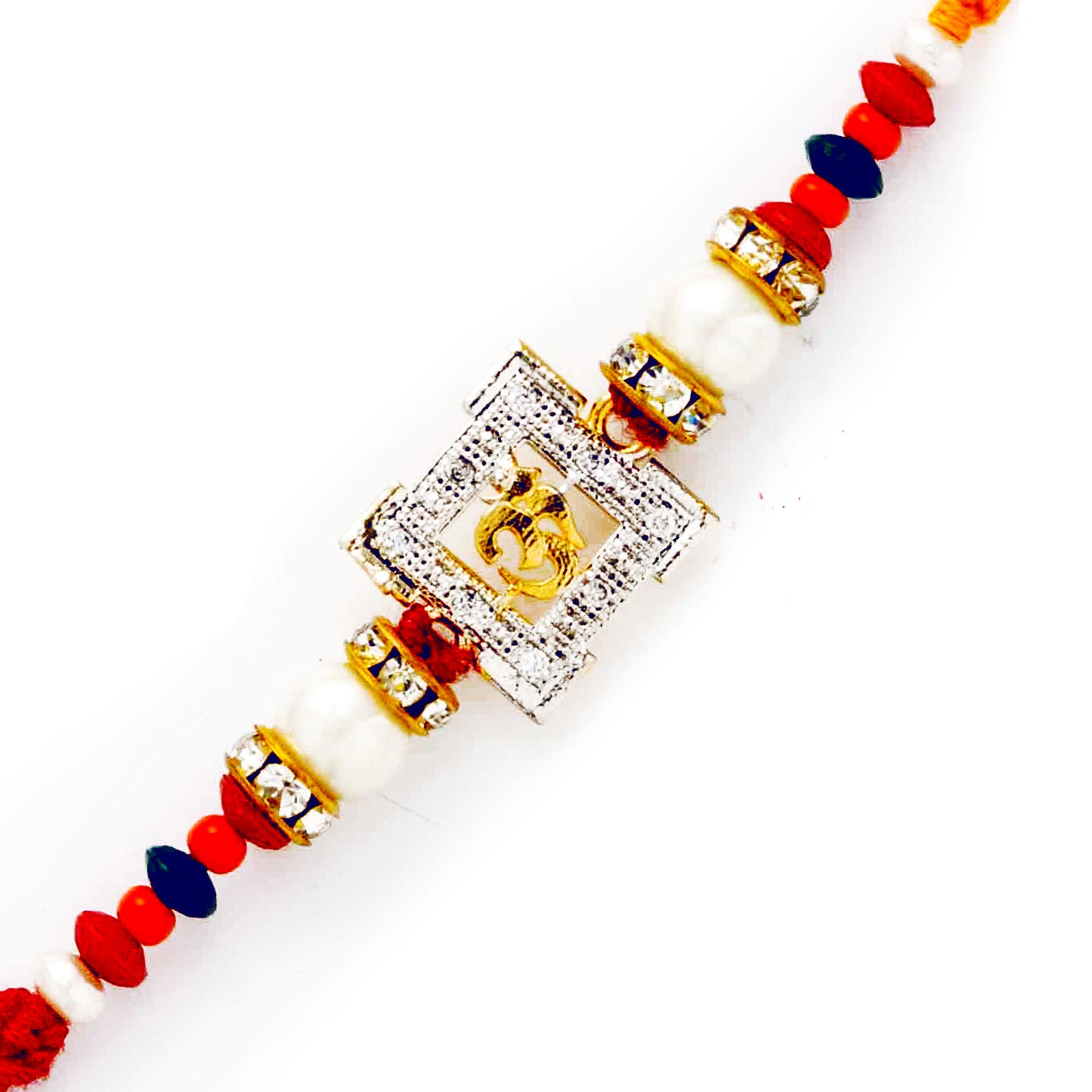 Aapno Rajasthan Colorful Beads & AD Studded OM Rakhi - Default Title (RJ17257)