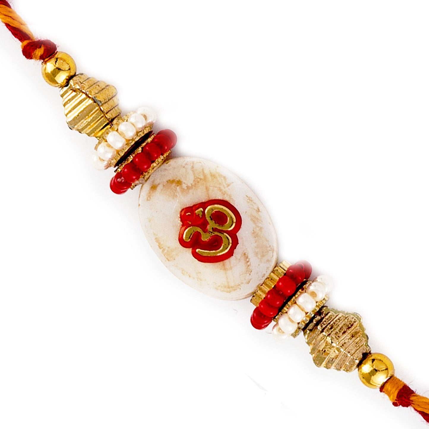 Aapno Rajasthan Golden Beads Studded OM Motif Rakhi - Default Title (RJ17286)