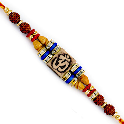 Aapno Rajasthan Quadra Rudraksh Studded Om Motif Rakhi - Default Title (RJ17288)