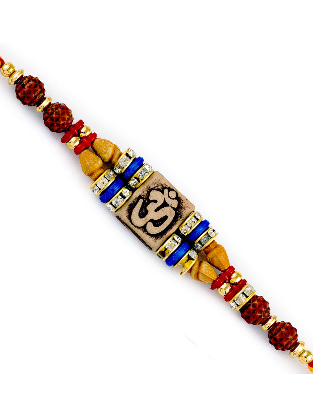 Aapno Rajasthan Quadra Rudraksh Studded Om Motif Rakhi - Default Title (RJ17288)