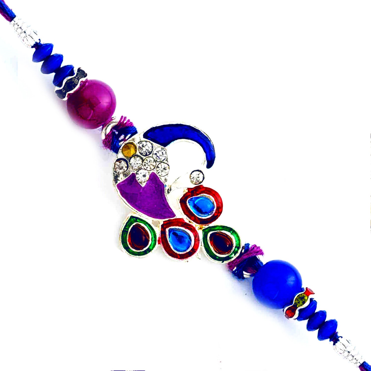 Aapno Rajasthan Sparkling Multicolor Beads Studded Rakhi - Default Title (RJ17309)