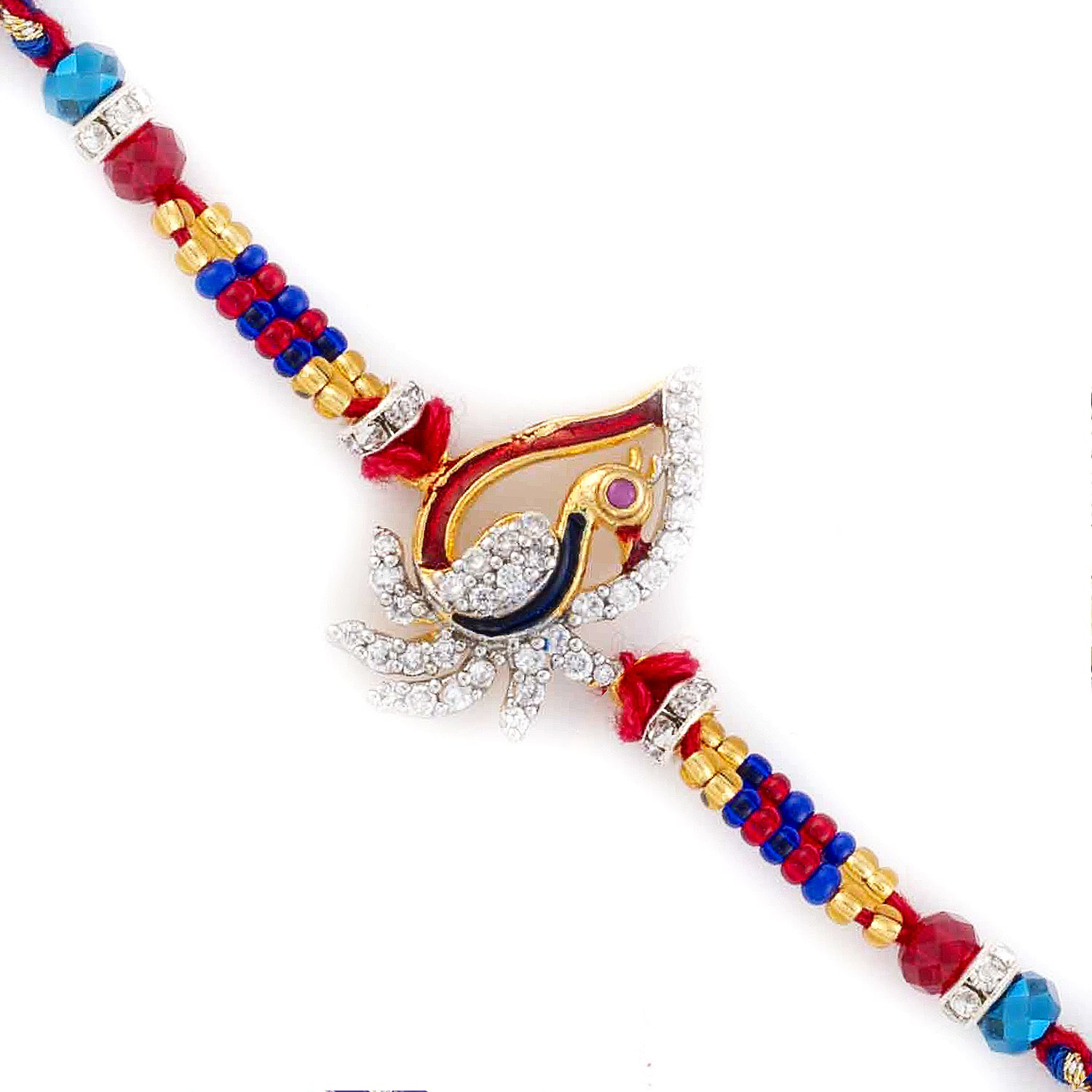 Aapno Rajasthan AD Studded & Embellished Peacock Style Rakhi - Default Title (RJ17318)