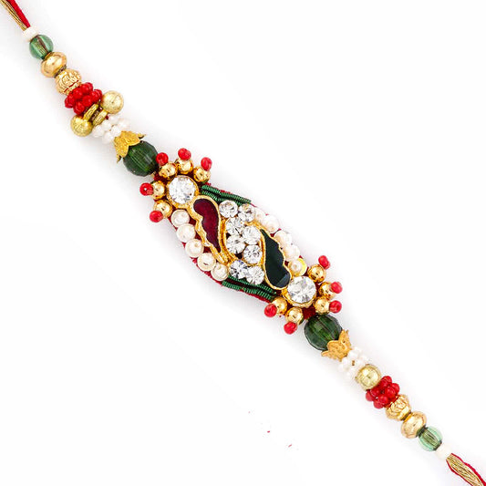 Charming Multicolor Crystal Beads Stylish Rakhi - Default Title (RJ17323)