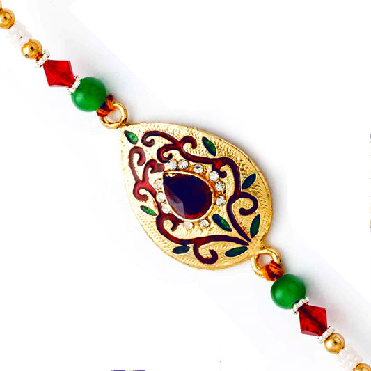 Aapno Rajasthan Golden Base & AD Studded Designer Rakhi - Default Title (RJ17333)