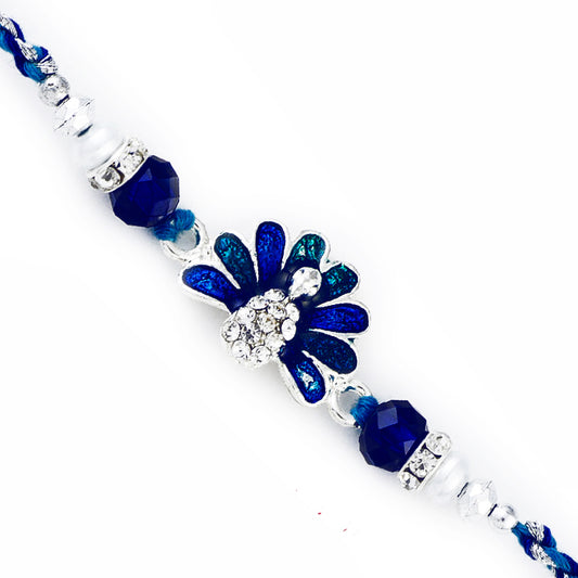 Enchanting Blue & Turquoise Crystal Beads Rakhi - Default Title (RJ17335)