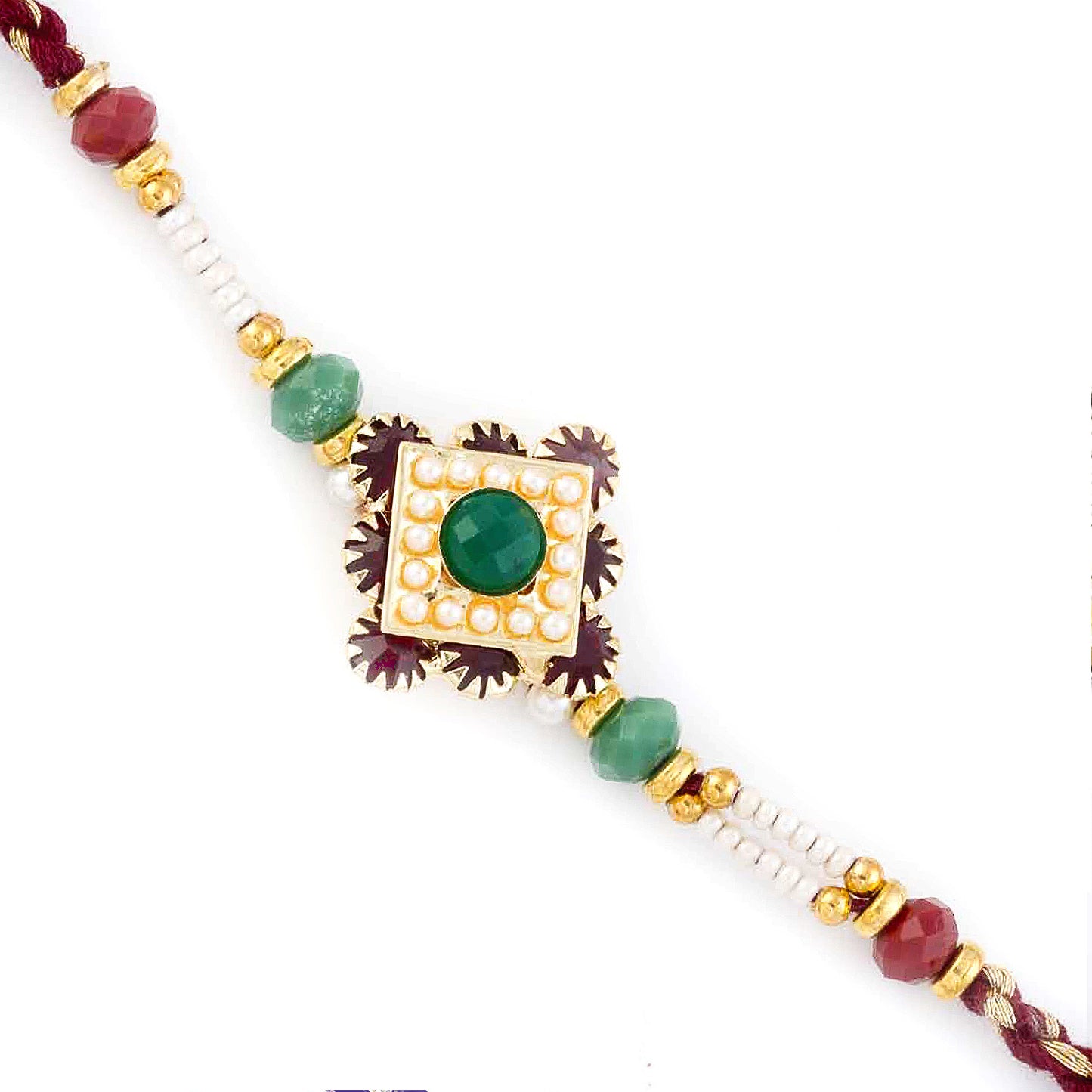 Aapno Rajasthan Multicolor Beads Embellished Lovely Motif Rakhi - Default Title (RJ17349)