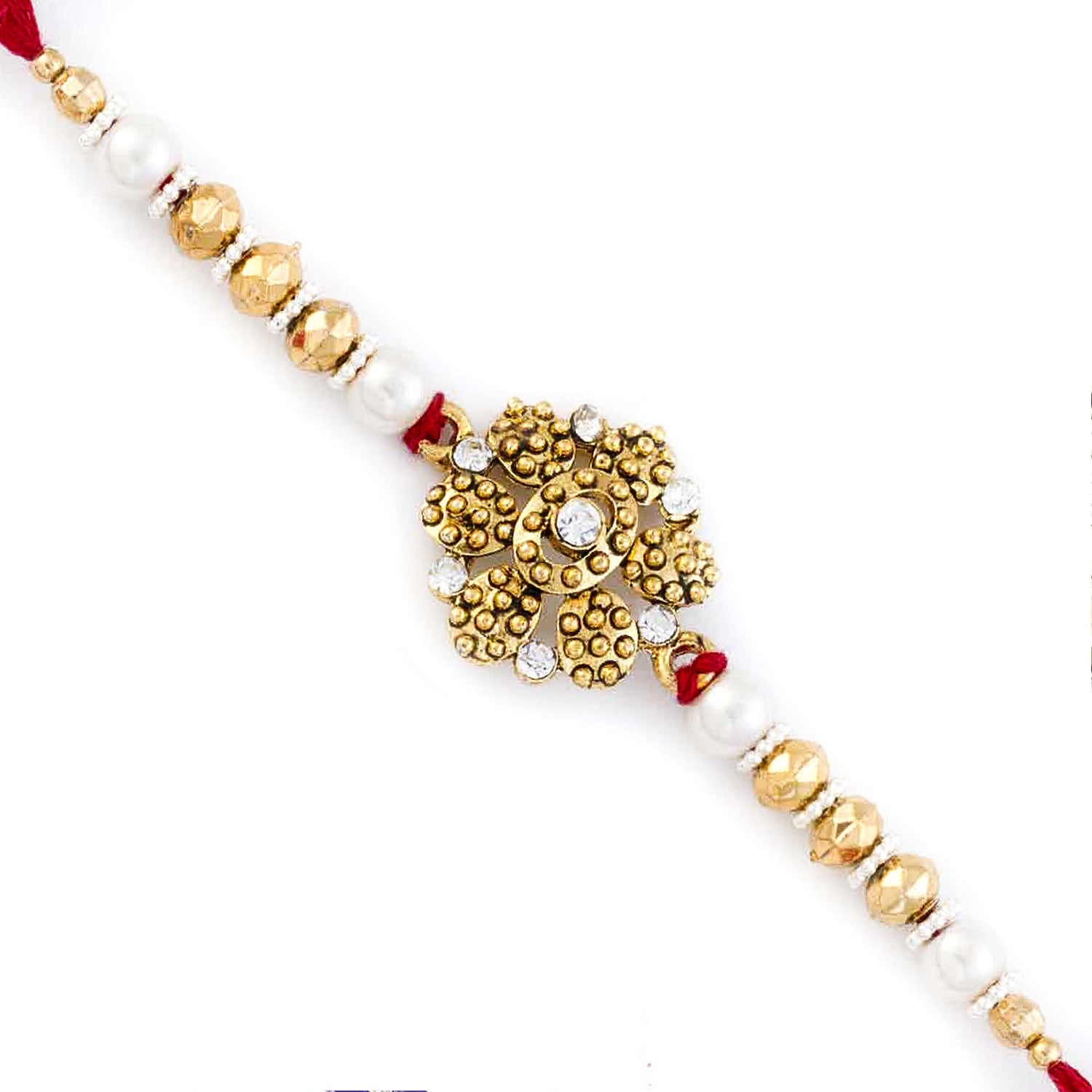 Aapno Rajasthan Gorgeous Floral Shape Beads Embellished Rakhi - Default Title (RJ17351)