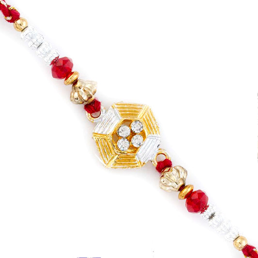 Aapno Rajasthan Red & Golden Beads Embellished Lovely Rakhi - Default Title (RJ17358)