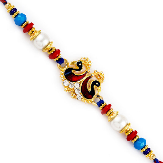 Aapno Rajasthan Multicolor Beads & Dual Swan Motif Rakhi - Default Title (RJ17384)