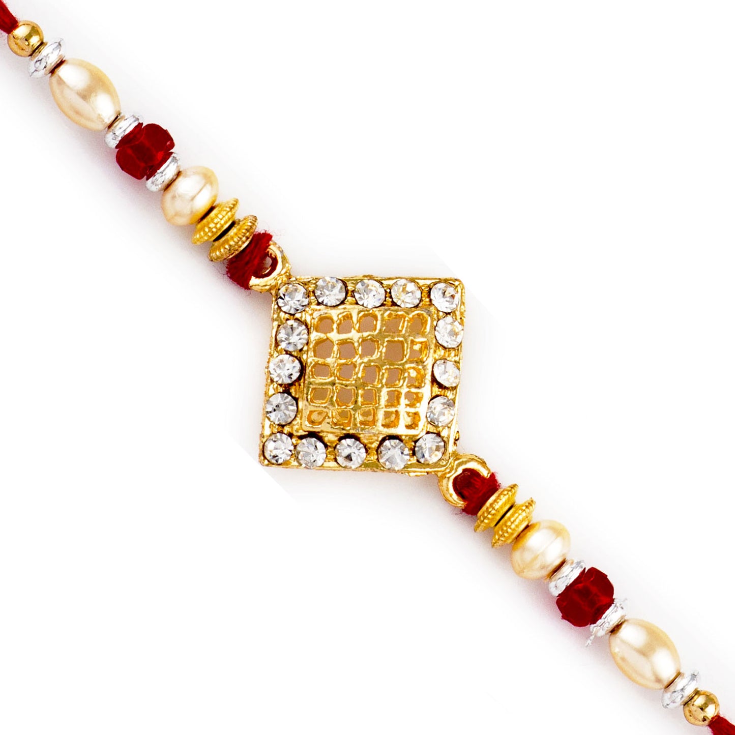 Aapno Rajasthan AD Studded Jaal Pattern Jewelled Rakhi - Default Title (RJ17412)