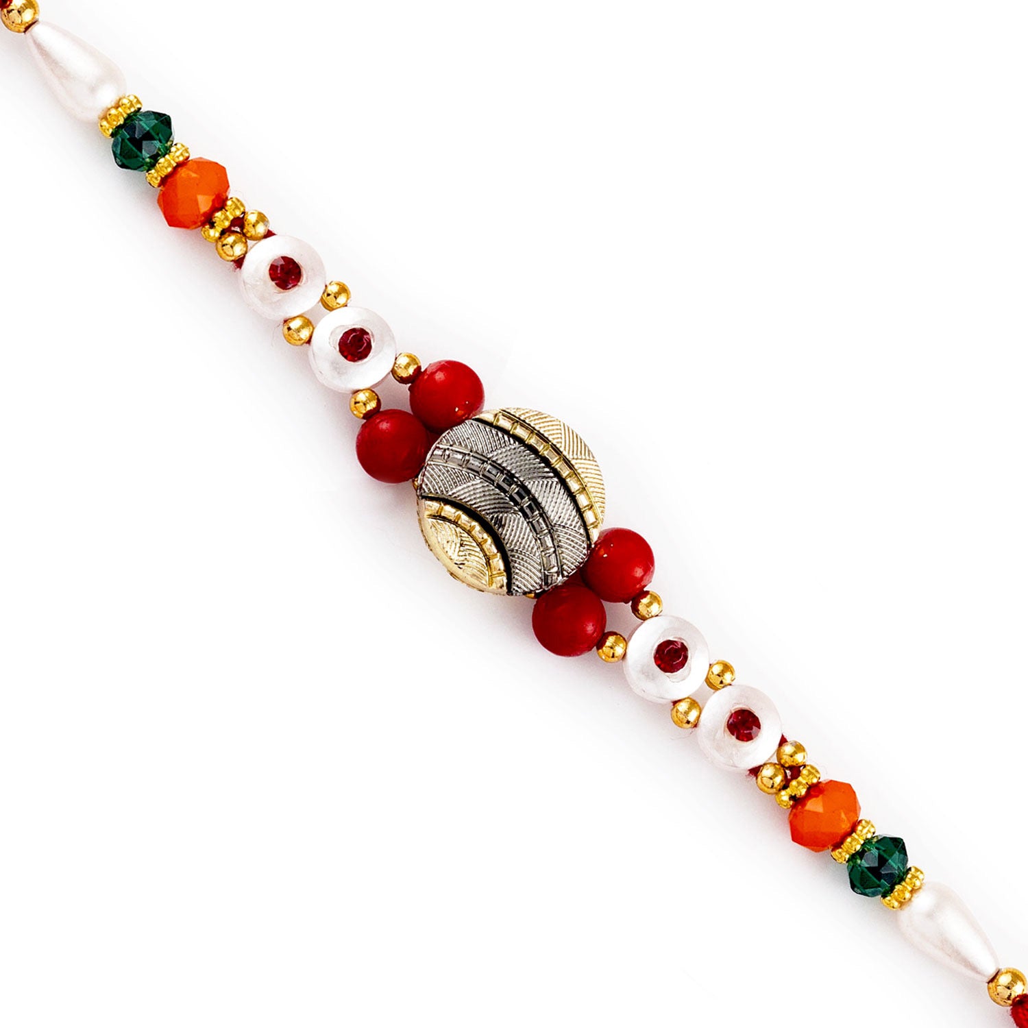 Aapno Rajasthan Beautiful Multicolor Round Beads Rakhi - Default Title (RJ17416)