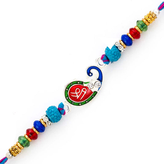 Aapno Rajasthan Peacock Style Rakhi with SHREE Motif - Default Title (RJ18442)