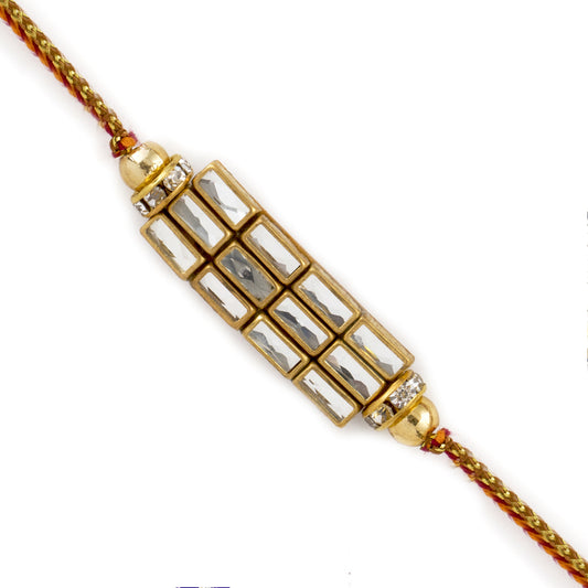 Aapno Rajasthan Elegant Silver Crystal Rakhi with American Diamonds - Default Title (RJ1881)