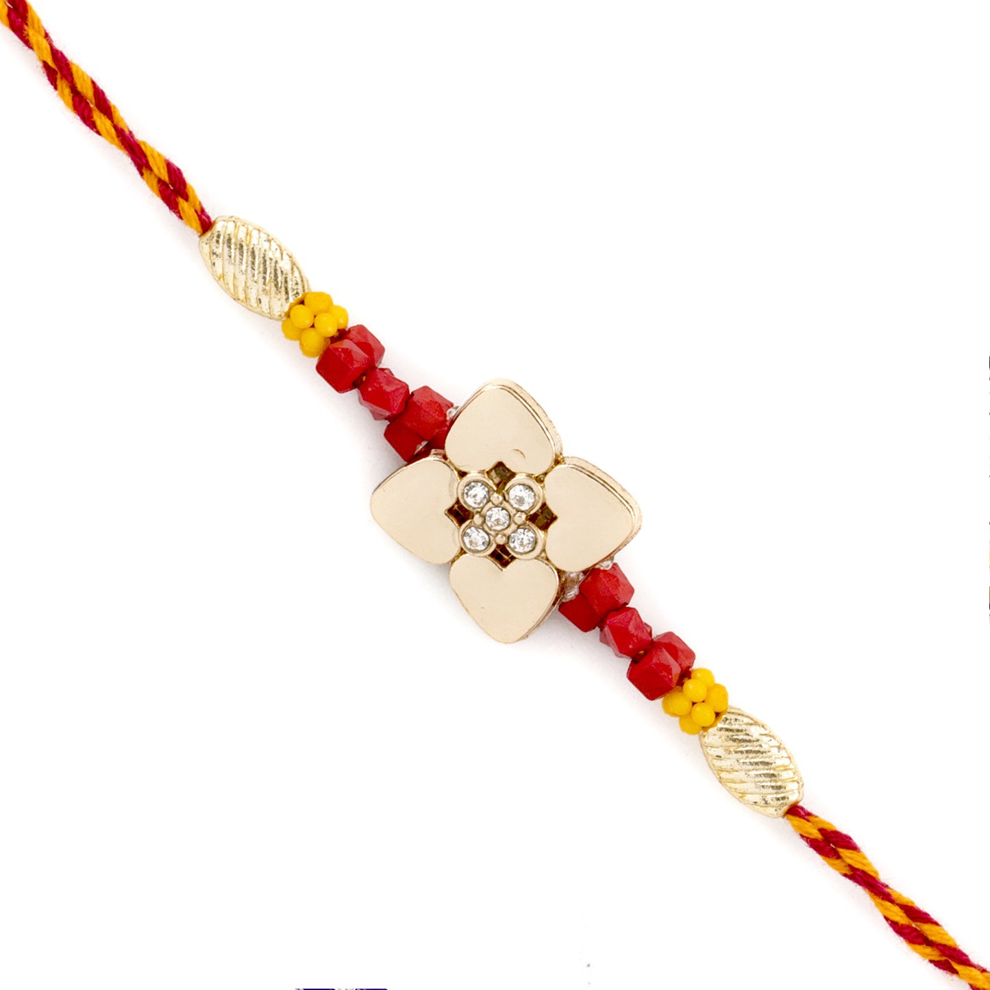 Aapno Rajasthan Metallic Flower Design Rakhi with Colouful Beads - Default Title (RJ1886)