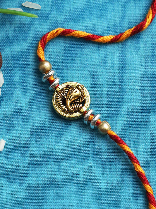 Divine Handcrafted Ganesh Ji Rakhi - Only Rakhi (RJ22101)