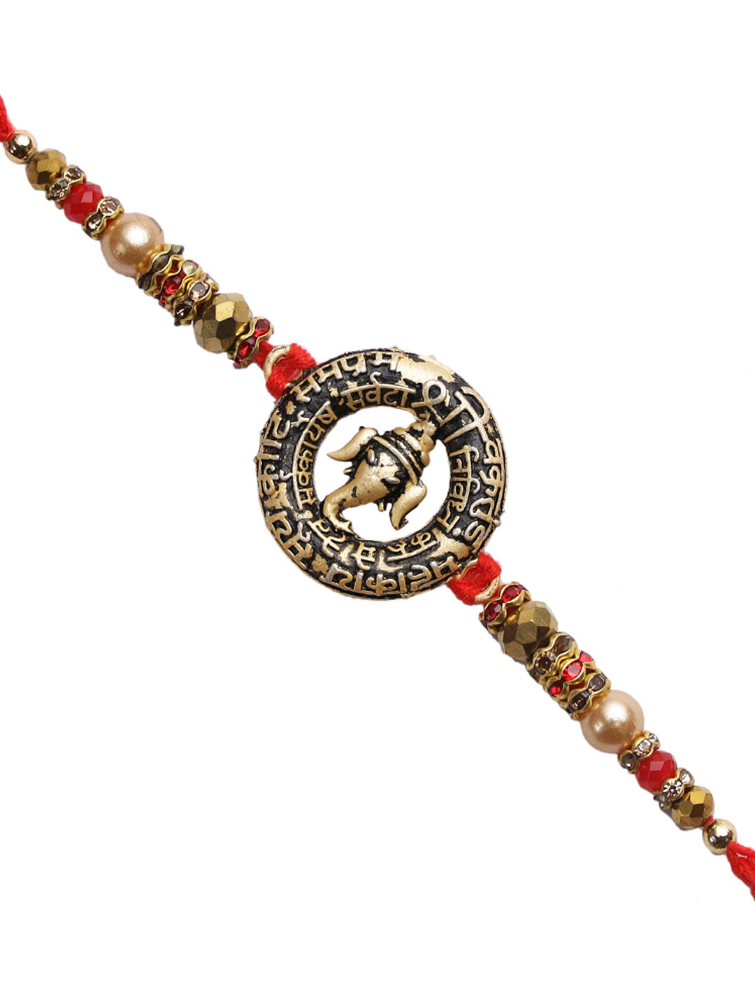 Rustic Finish Ganapati Manta Divine Rakhi - Only Rakhi (RJ22114)