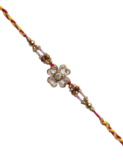 Charming Multicolor Crystal Beads Rakhi with Uncut American Diamonds - Only Rakhi (RJ22135)